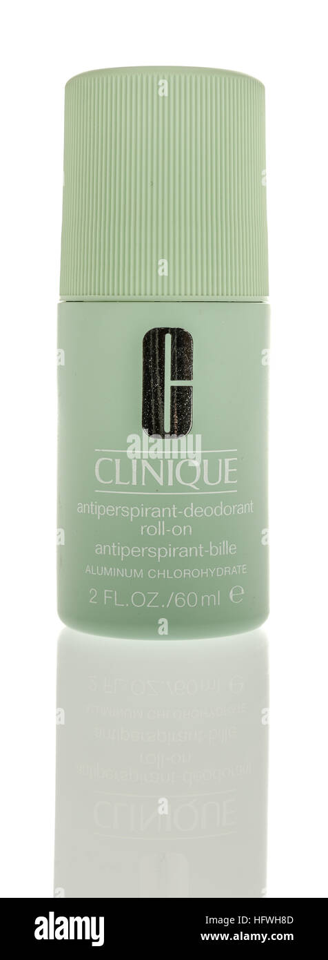 Winneconne, WI - 22 dicembre 2016: contenitore di Clinique deodorante antitraspirante isolato su un background. Foto Stock