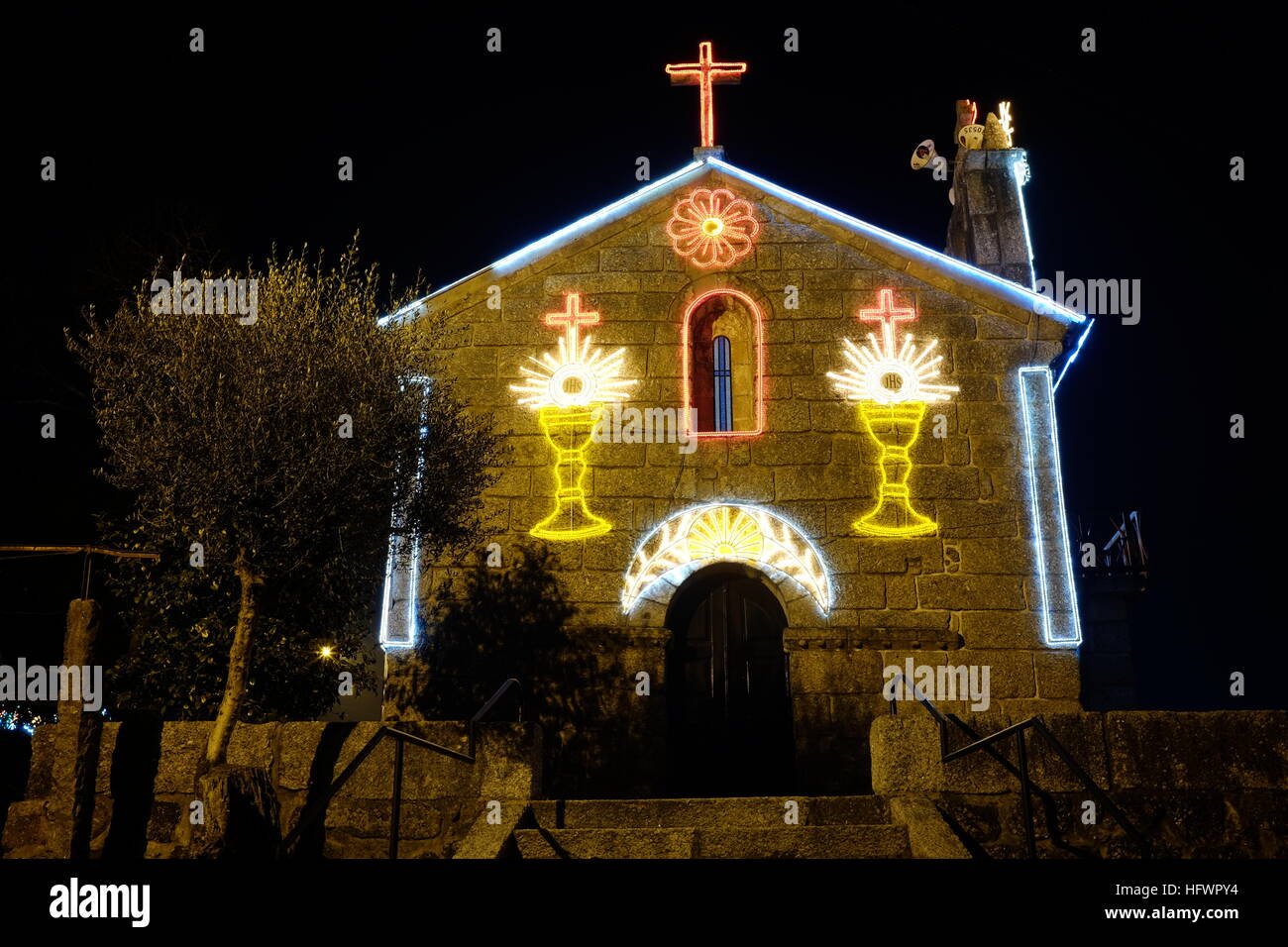 Notte, architettura, città, edificio, chiesa Foto Stock