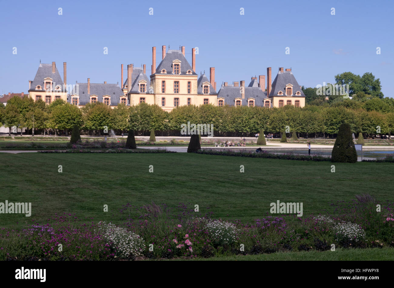 Palazzo Fontainebleau, giardini Foto Stock