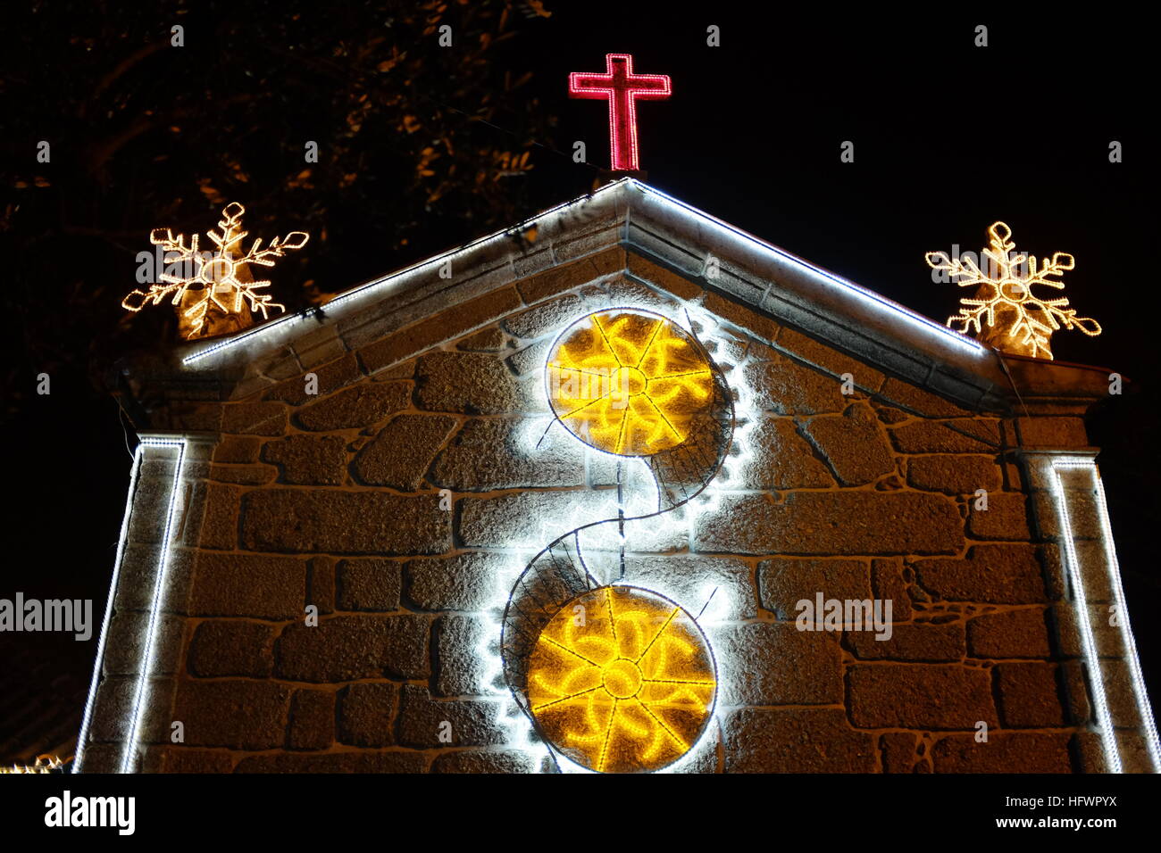 Notte, architettura, città, edificio, chiesa Foto Stock