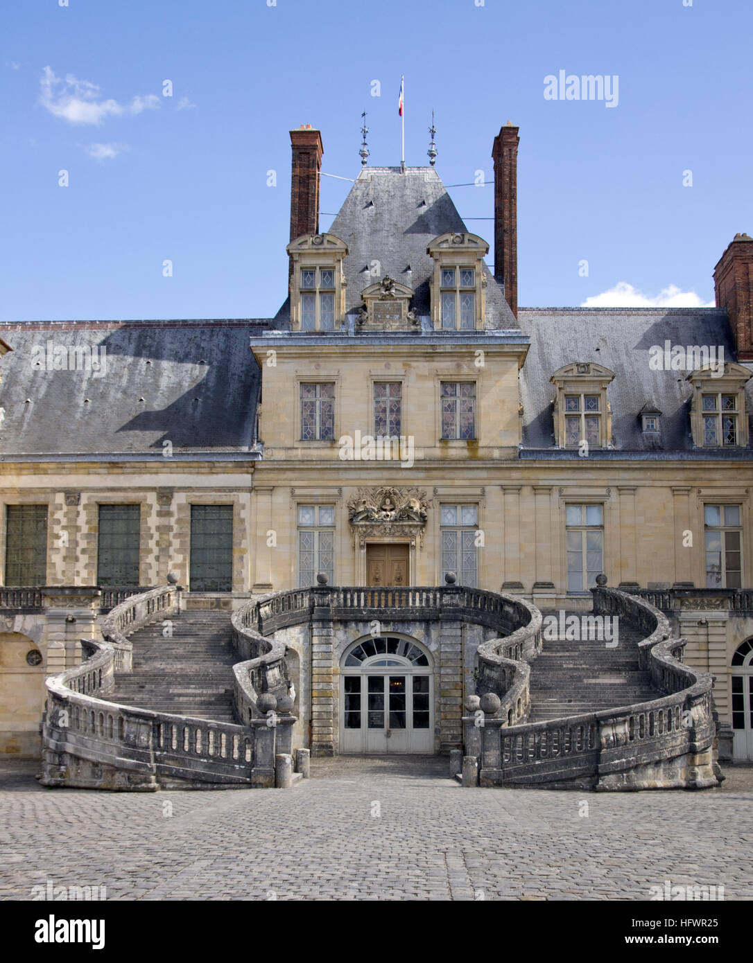 Palazzo Fontainebleau la scalinata a ferro di cavallo Foto Stock