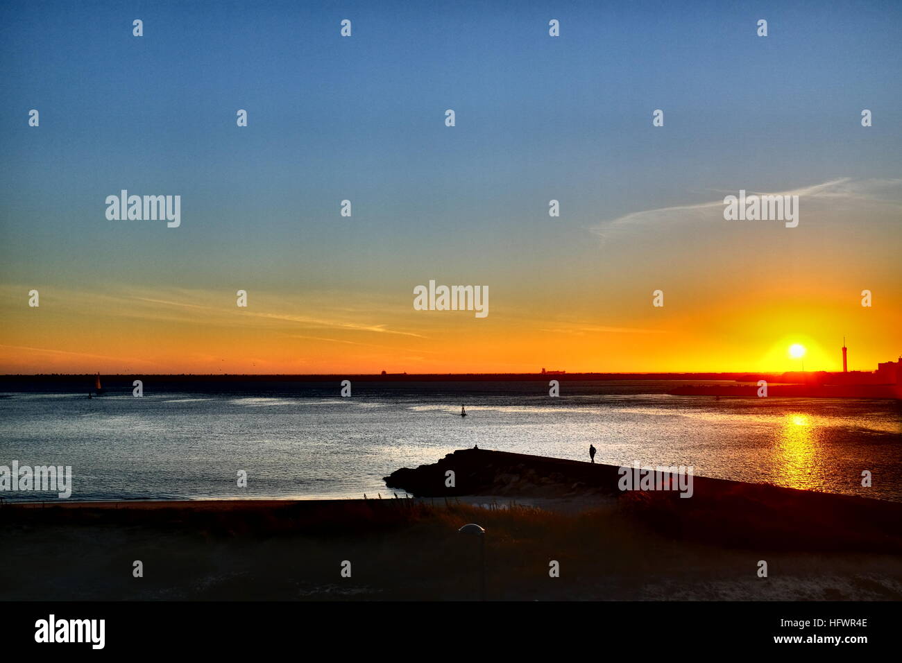 Tramonto, sole, mare, spiaggia, sky Foto Stock