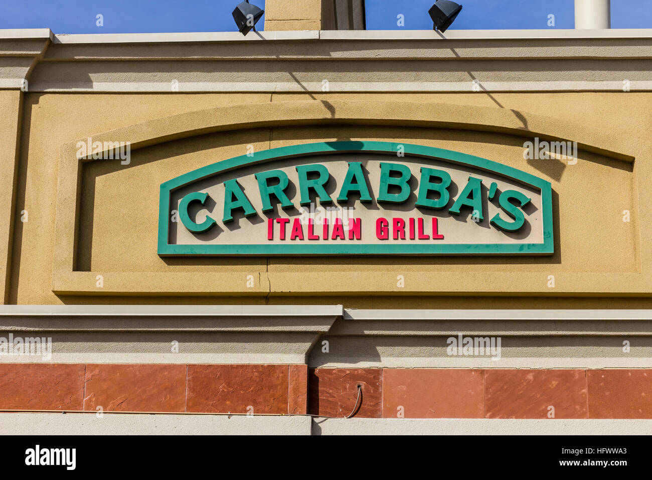 Las Vegas - Circa nel dicembre 2016: Carrabba's Italian Grill di Digital Signage e logo. Carrabba's è un ristorante della catena specializzata in alimenti italo-americano io Foto Stock