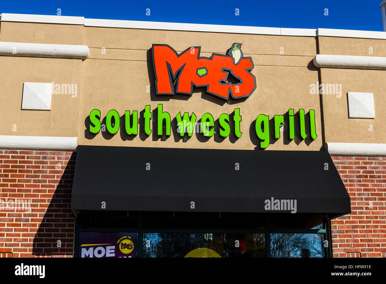 Lafayette - Circa nel dicembre 2016: Moe's Southwest Grill Fast ristorante casual. Ci sono più di 600 sedi negli Stati Uniti e all'estero ho Foto Stock