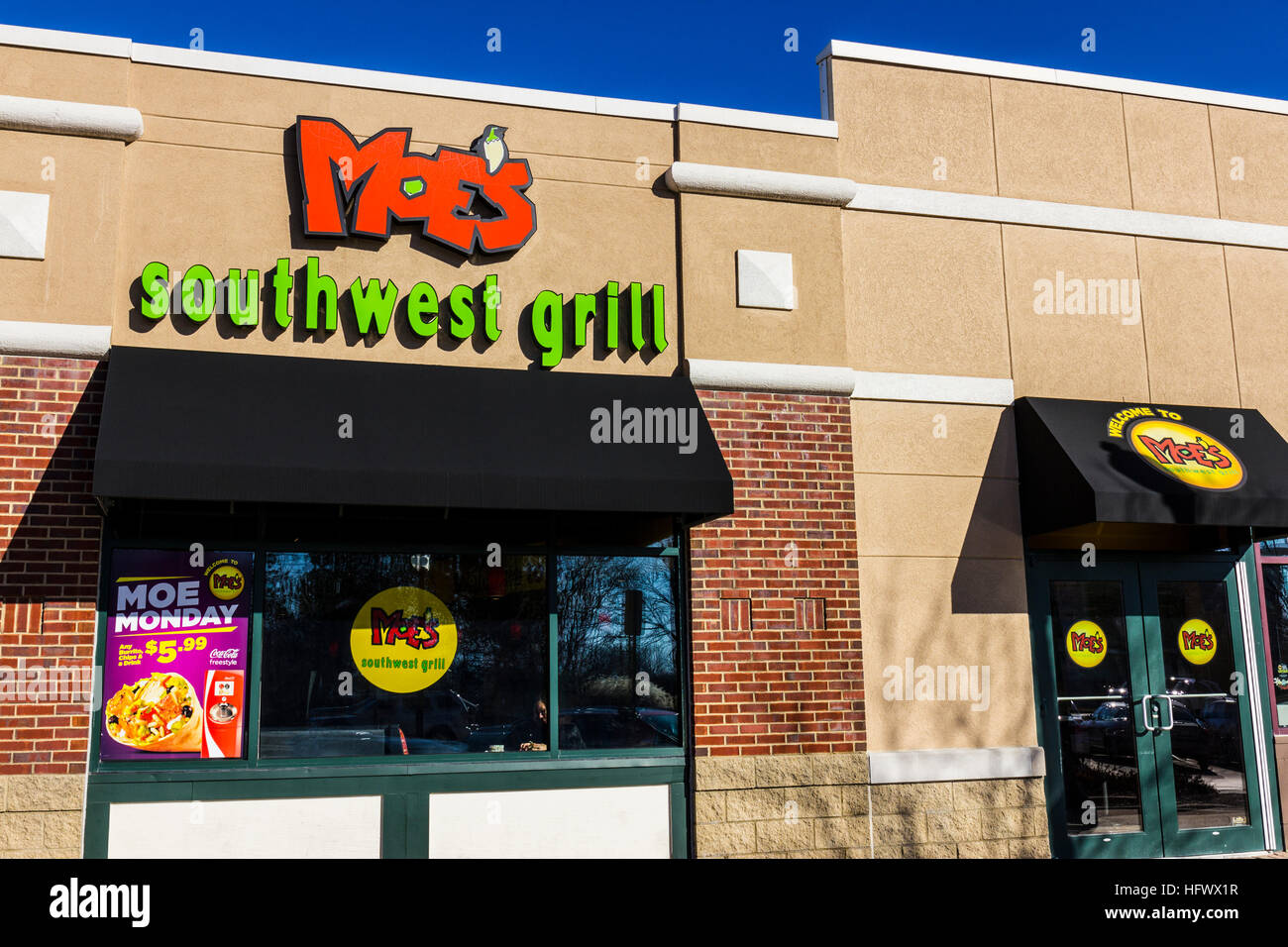 Lafayette - Circa nel dicembre 2016: Moe's Southwest Grill Fast ristorante casual. Ci sono più di 600 sedi negli Stati Uniti e all'estero II Foto Stock