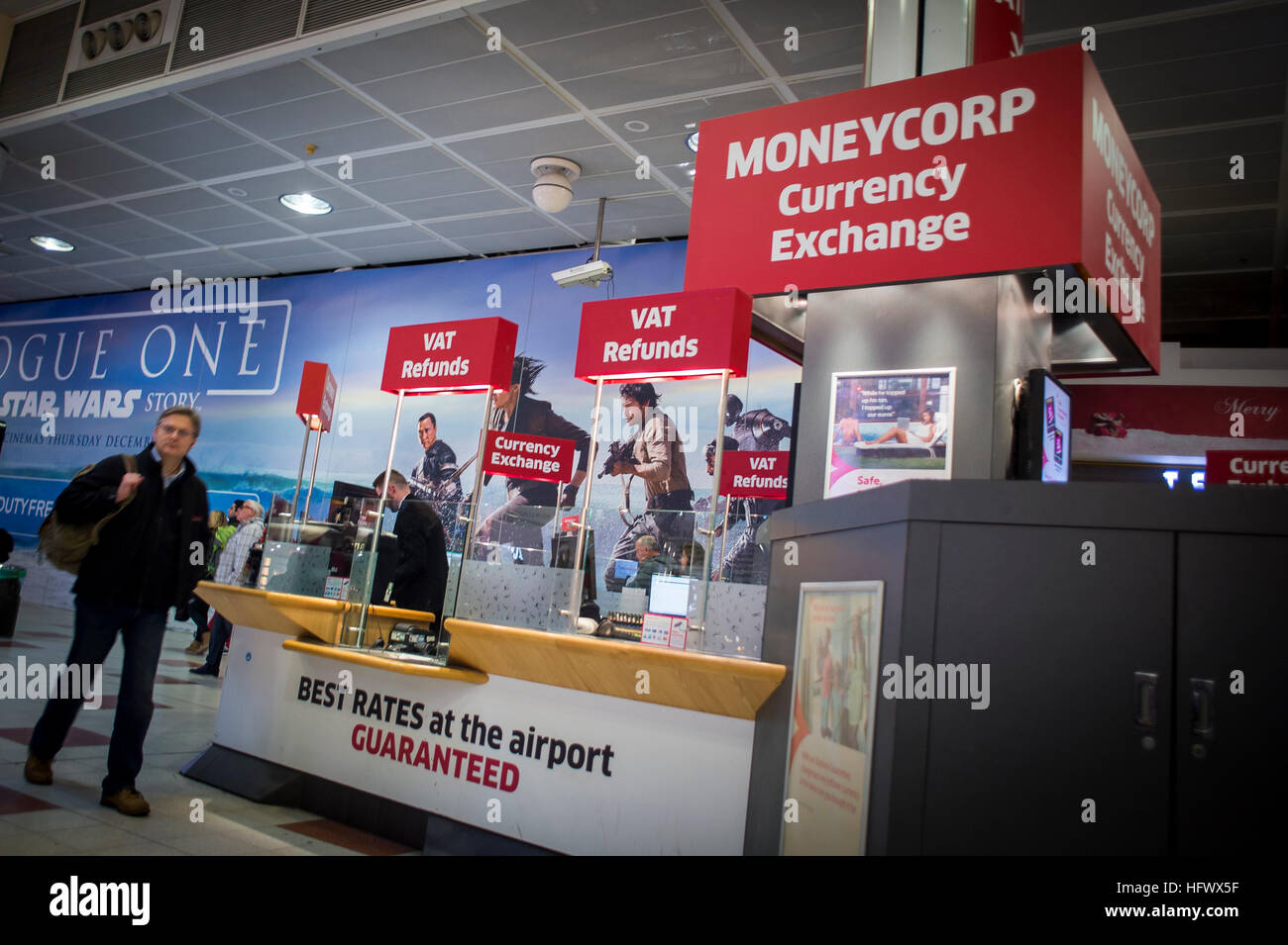 Moneycorp cambio valuta in aeroporto Foto Stock