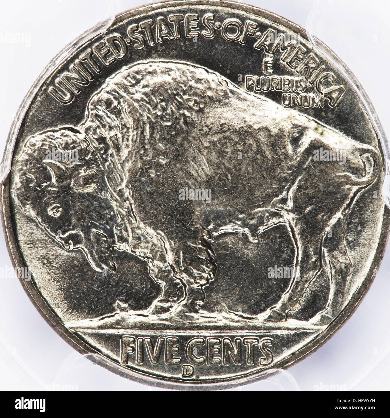 Antica buffalo nickle made in America. Foto Stock