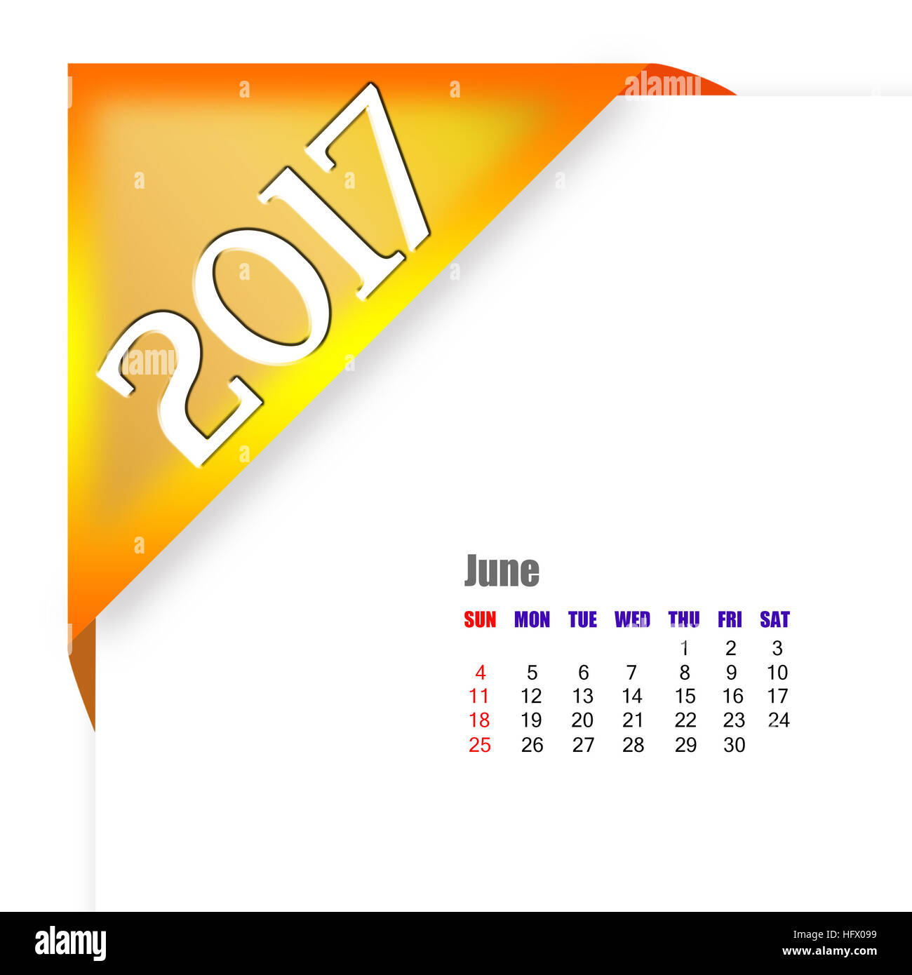 2017 giugno calendario Foto Stock
