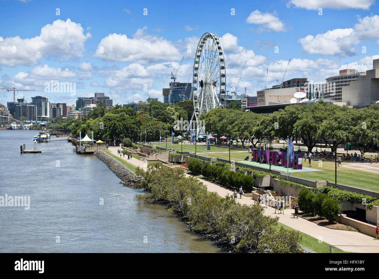 La Ruota Panoramica di Brisbane è un quasi 60 metri di altezza ruota panoramica Ferris installato nel South Bank Parklands, Brisbane, Australia. Foto Stock