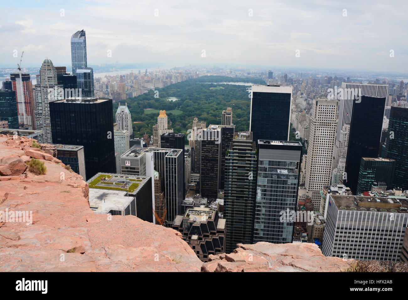 New York, Manhattan Central Park vista aerea da una scogliera Foto Stock
