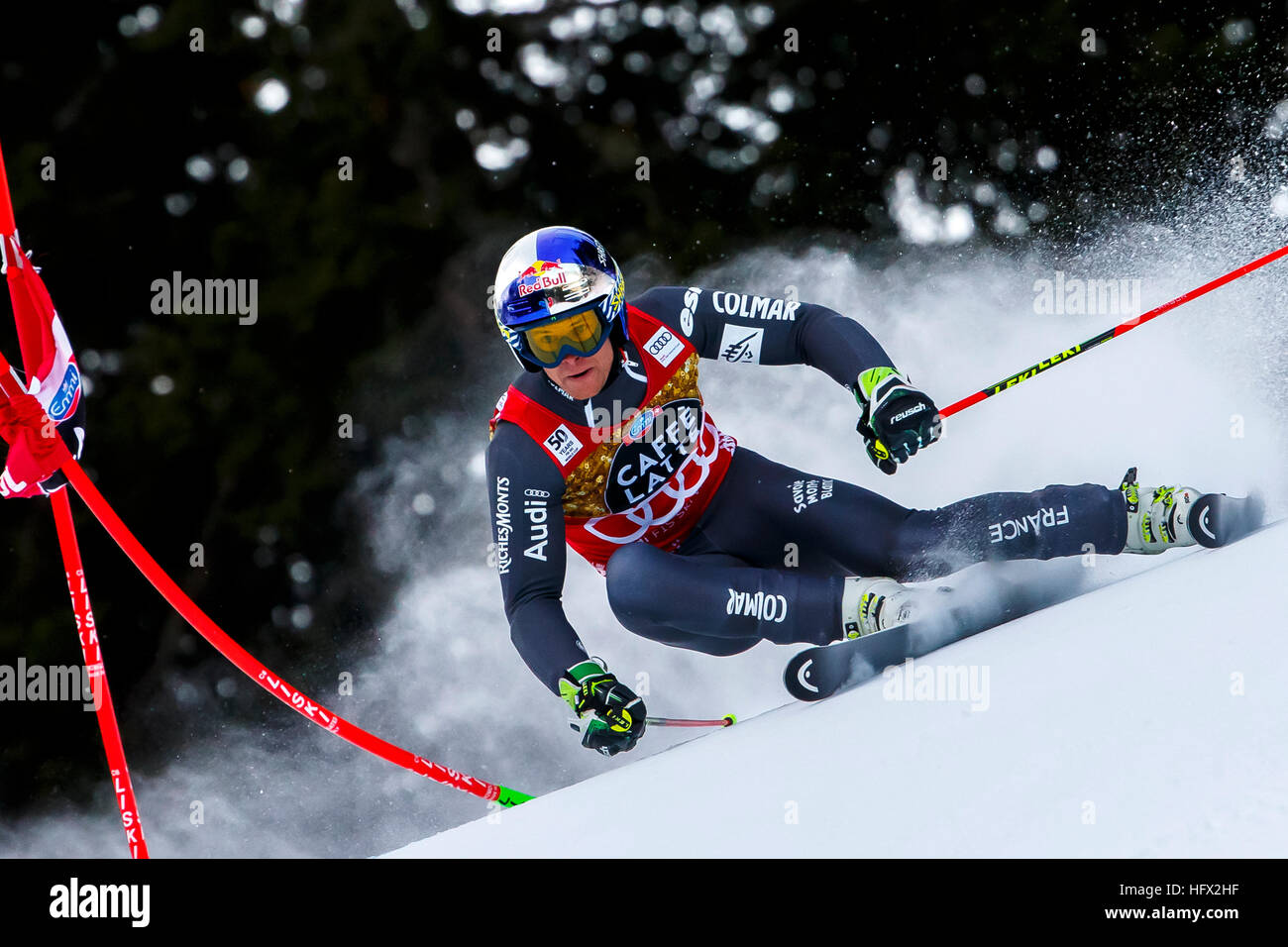 Alta Badia, italia 18 dicembre 2016. Alexis PINTURAULT (Fra) a competere in Audi FIS Coppa del Mondo di Sci Alpino Slalom Gigante sulla Gran Risa Foto Stock