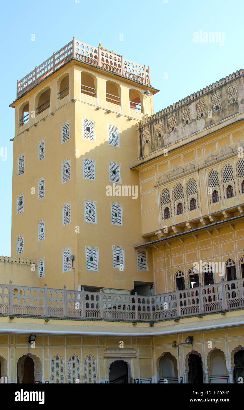 Parte della costruzione del palazzo dei venti Hava Makhal in Jaipur India,una parte, architettura, edilizia, decoro, hava Foto Stock