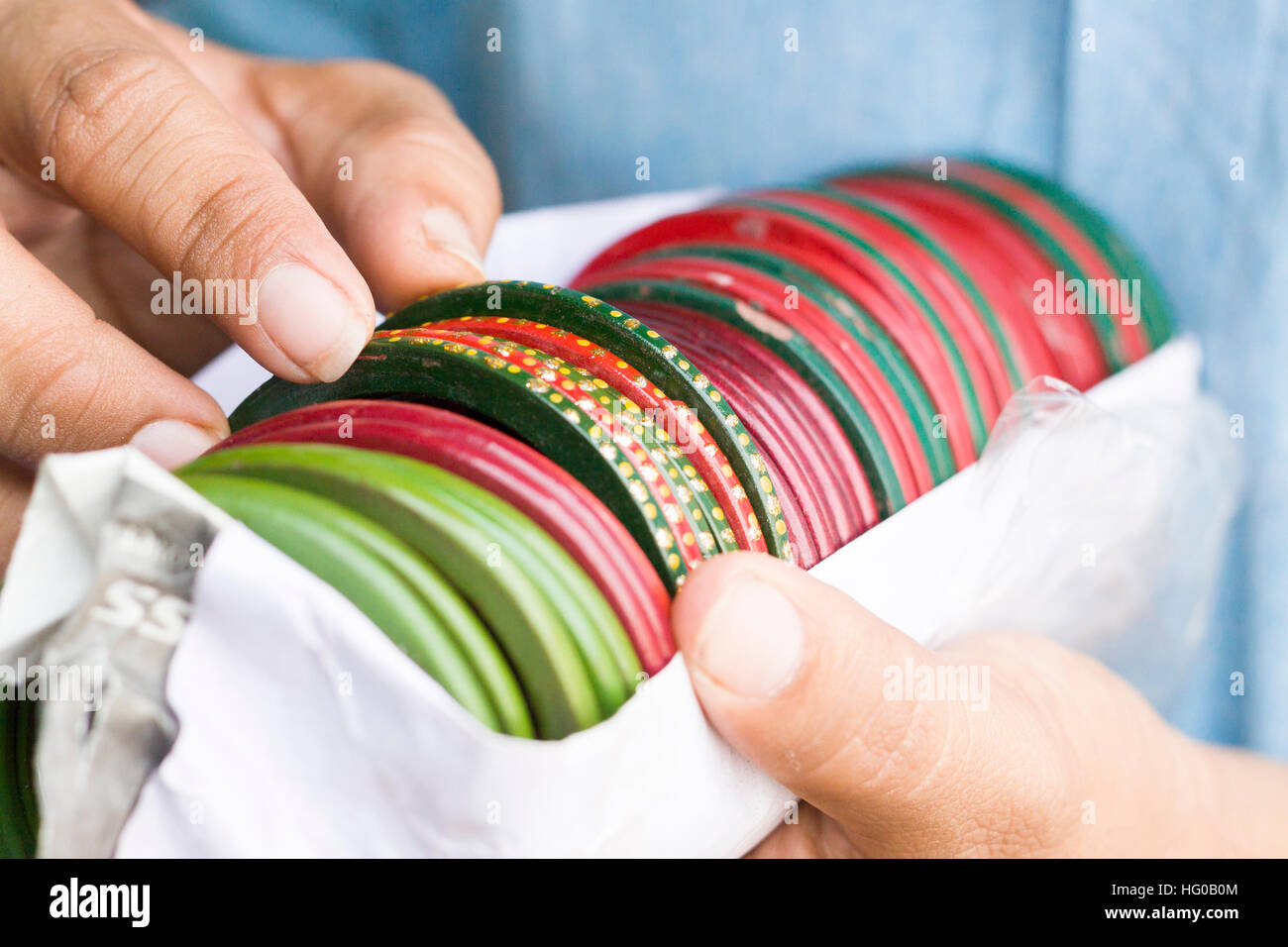 Indian schiave multi colori. Jaipur, Rajasthan, India Foto Stock