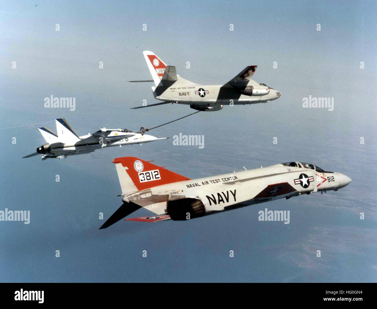 YF-18A Hornet essendo rifornito di combustibile da KA-3B in 1979 Foto Stock