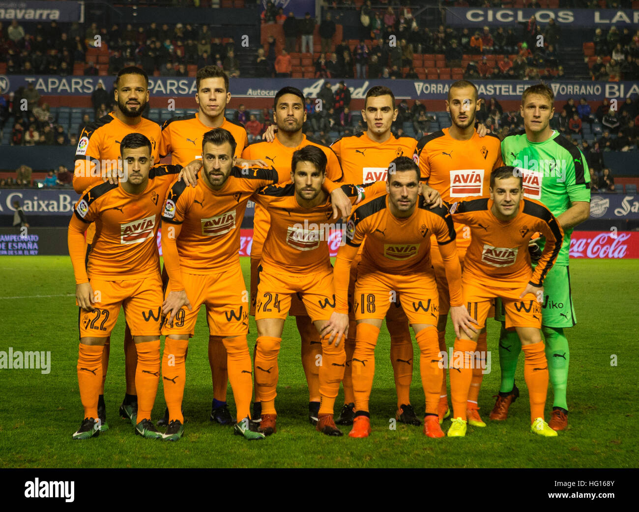 Pamplona, Spagna. 03 gen 2017. Match Day di Copa del Rey 2016 - 2017 stagione tra il Club Atlético Osasuna e S.D Eibar, giocato El Sadar Stadium martedì 03 gennaio th, 2017. Pamplona, Spagna. 11 iniziale. © VWPics/Alamy Live News Foto Stock