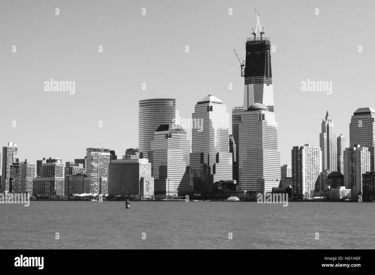 Una vista della parte inferiore di Manhattan nel 2012 con la Freedom Tower in costruzione. Foto scattata nel marzo 2012. Foto Stock