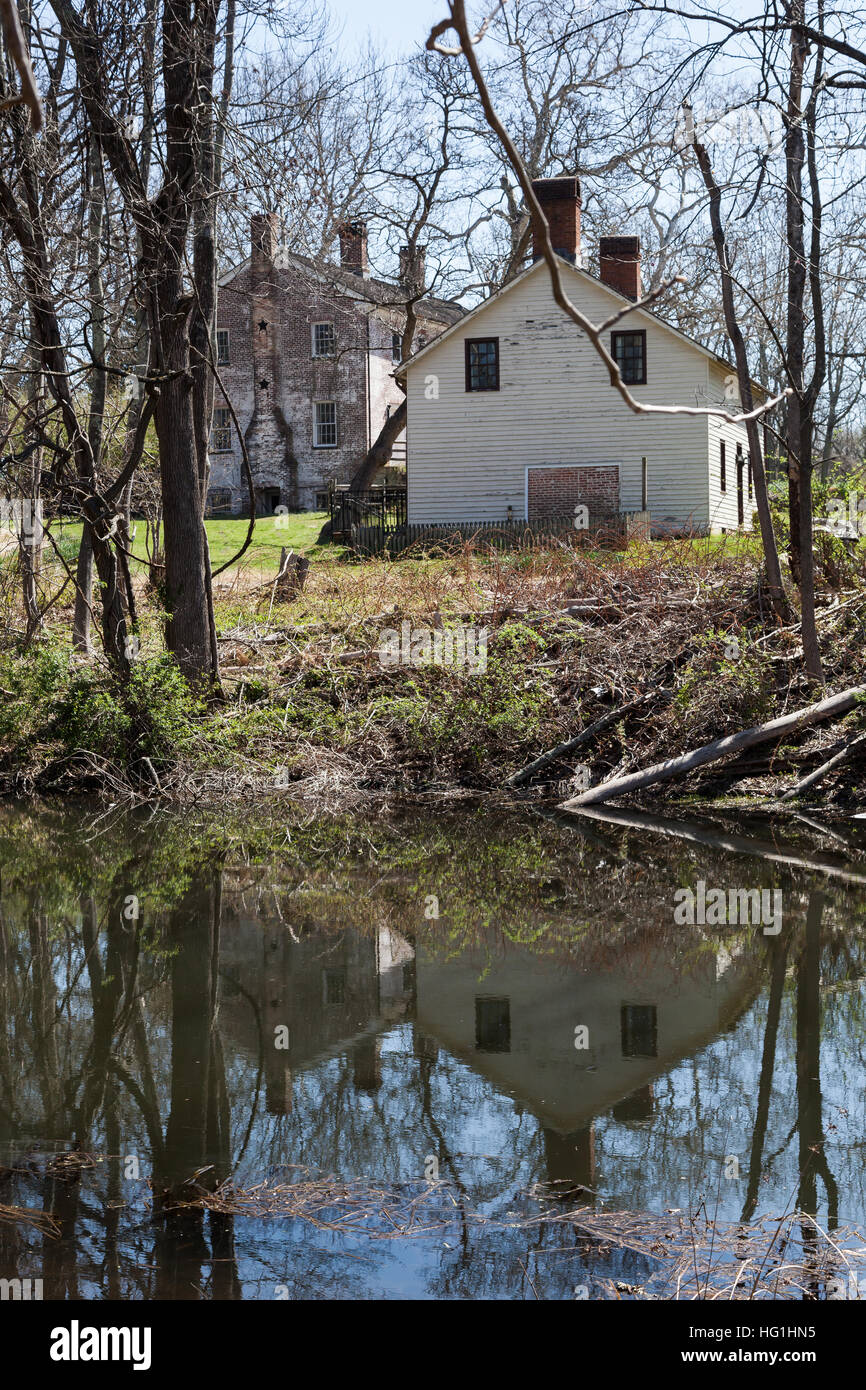 Fotografie a colori di edifici storici ad Allaire Village di Allaire membro Park di Farmingdale, New Jersey Foto Stock
