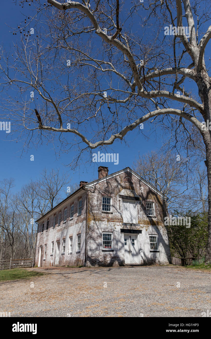Fotografie a colori di edifici storici ad Allaire Village di Allaire membro Park di Farmingdale, New Jersey Foto Stock