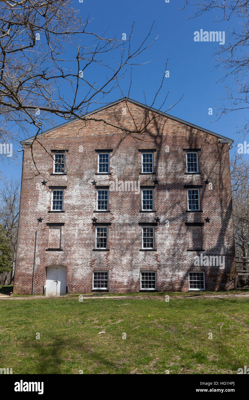 Fotografie a colori di edifici storici ad Allaire Village di Allaire membro Park di Farmingdale, New Jersey Foto Stock