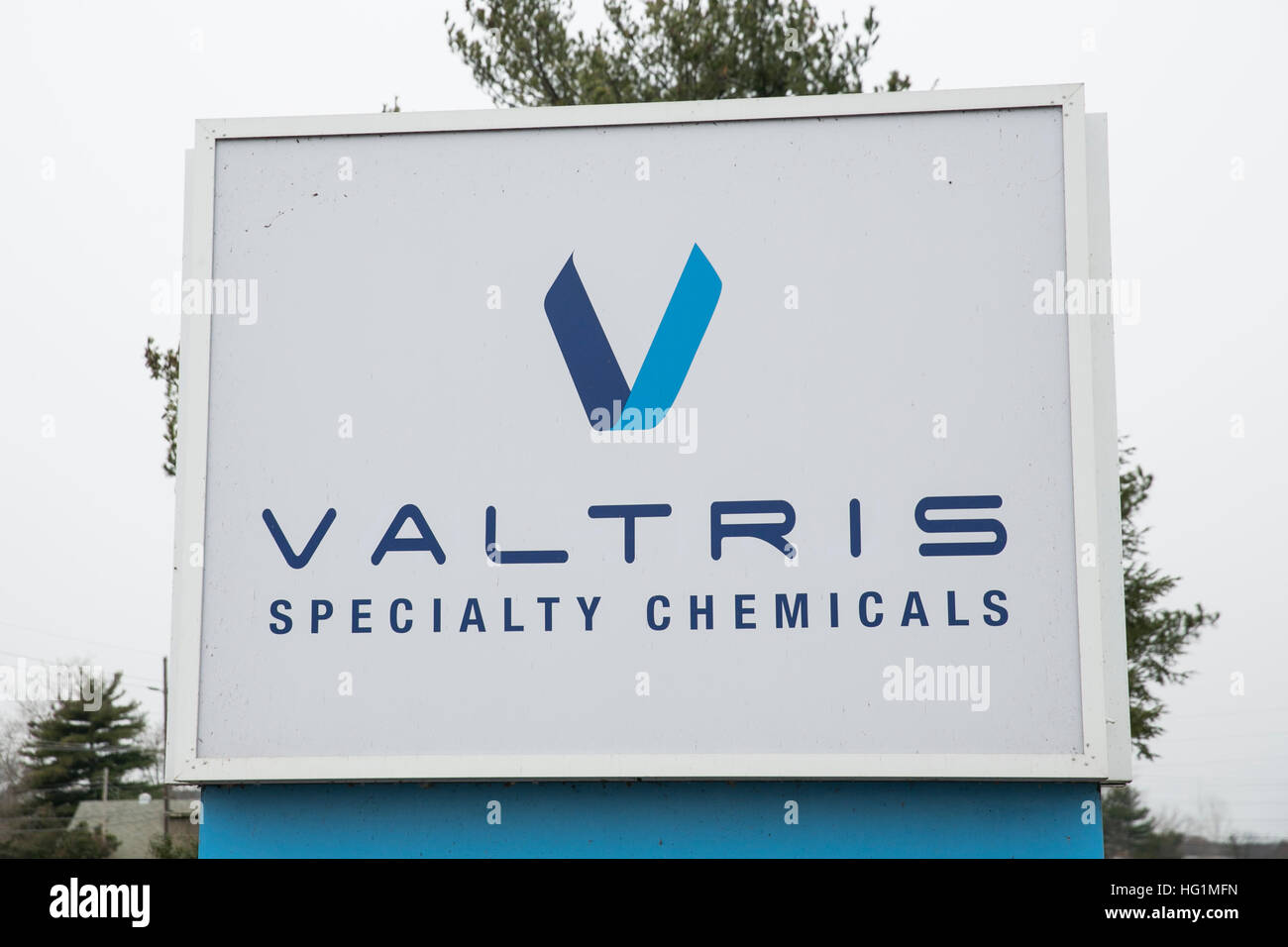 Un segno del logo al di fuori di una struttura occupata da Valtris Specialty Chemicals in Swedesboro, New Jersey il 11 dicembre 2016. Foto Stock