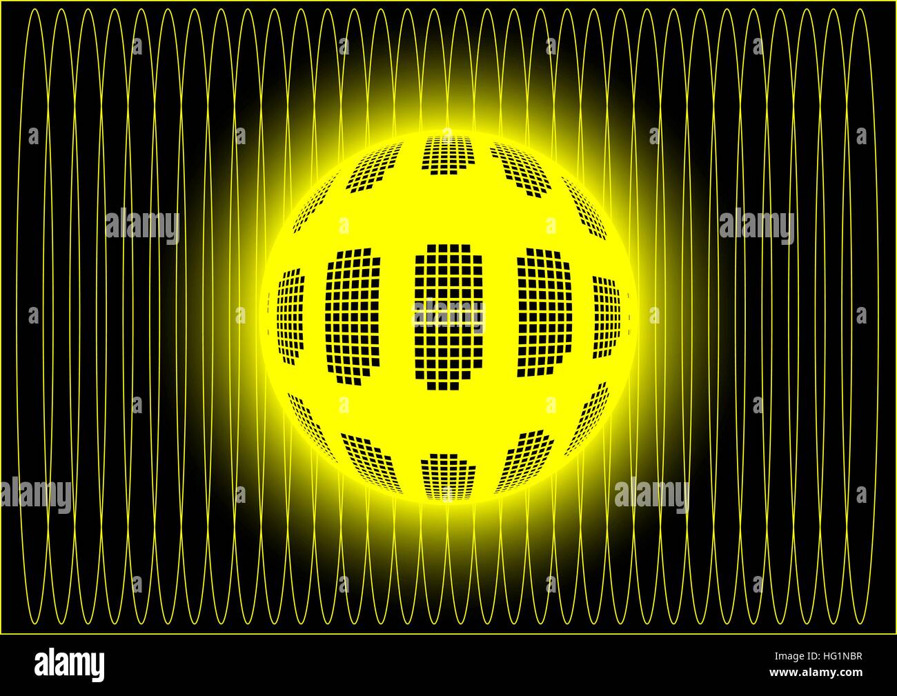 Sfera in giallo web cosmica Illustrazione Vettoriale