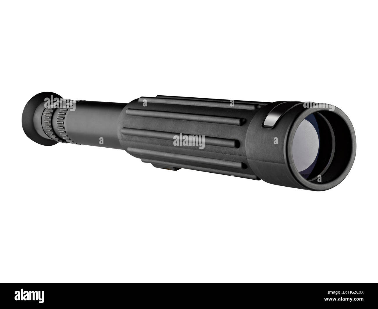 Telescopio russo, strumento ottico isolato su bianco con tracciato di ritaglio Foto Stock