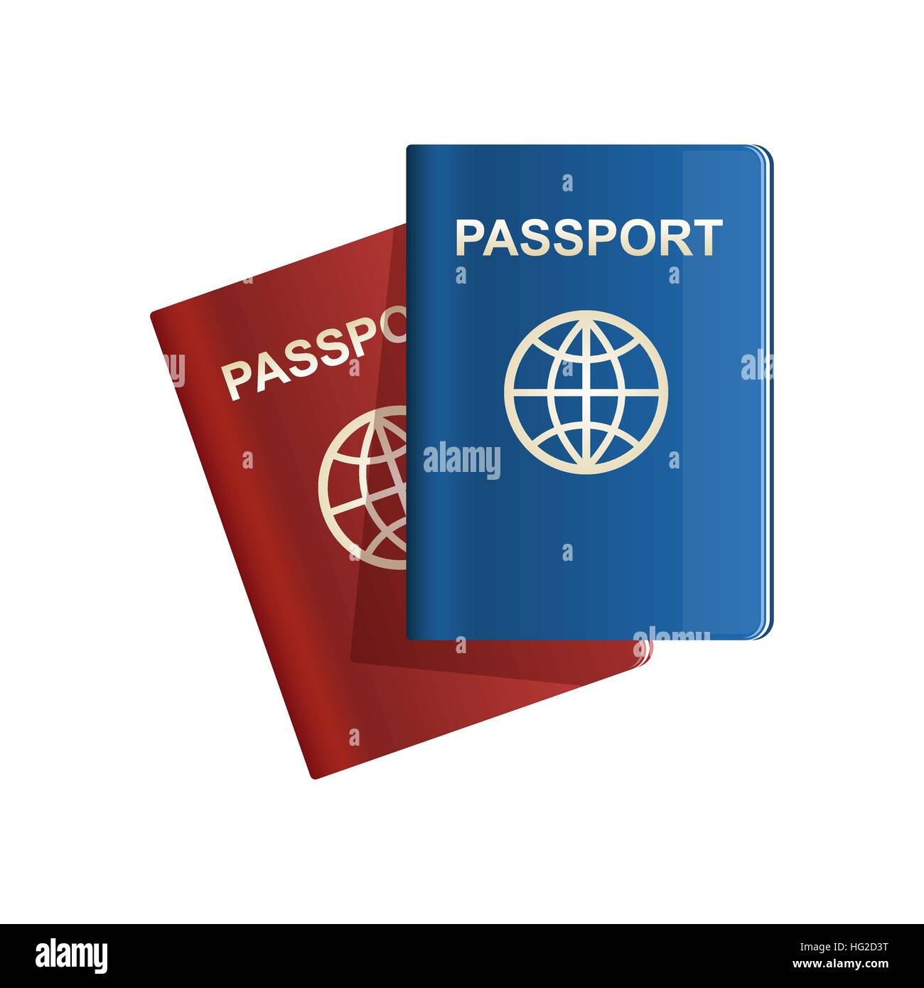 Il rosso e il blu di passaporto in pelle icona illustrazione vettoriale Illustrazione Vettoriale