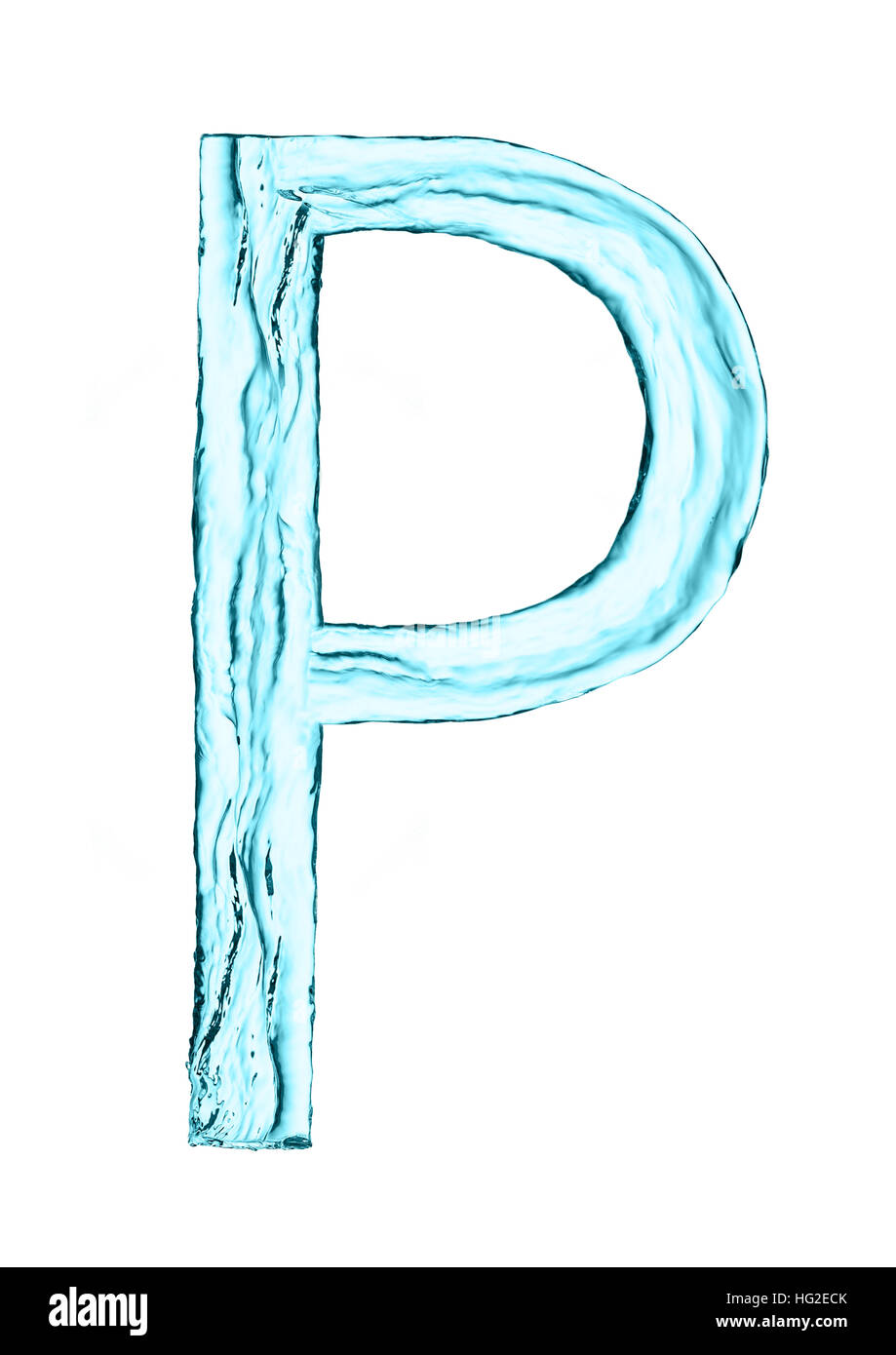 Acqua Splash Lettera P Con Luce Di Colore Blu Su Sfondo