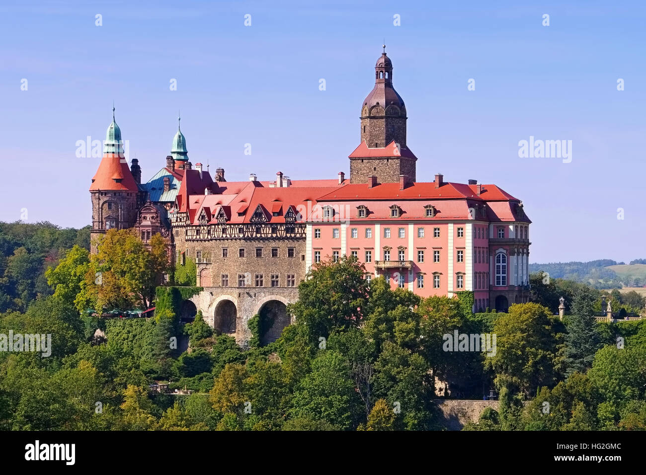 Schloss Fuerstenstein in Schlesien, Polen - castello Fuerstenstein in Slesia, Polonia Foto Stock