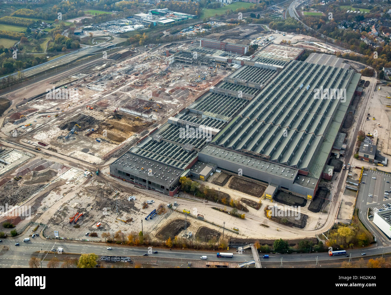 Vista aerea, demolizione Opel impianto 1, amministrazione edificio, ex fabbrica di automobili, General Motors, automotive, Bochum Foto Stock
