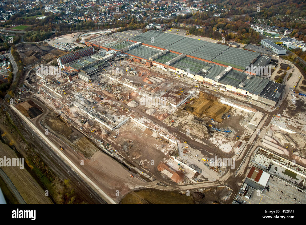 Vista aerea, demolizione Opel impianto 1, amministrazione edificio, ex fabbrica di automobili, General Motors, automotive, Bochum Foto Stock