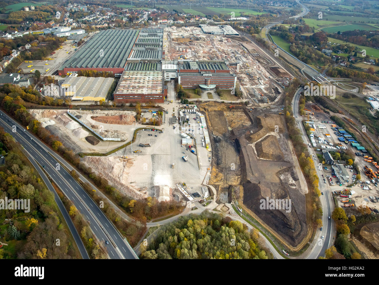 Vista aerea, demolizione Opel impianto 1, amministrazione edificio, ex fabbrica di automobili, General Motors, automotive, Bochum Foto Stock