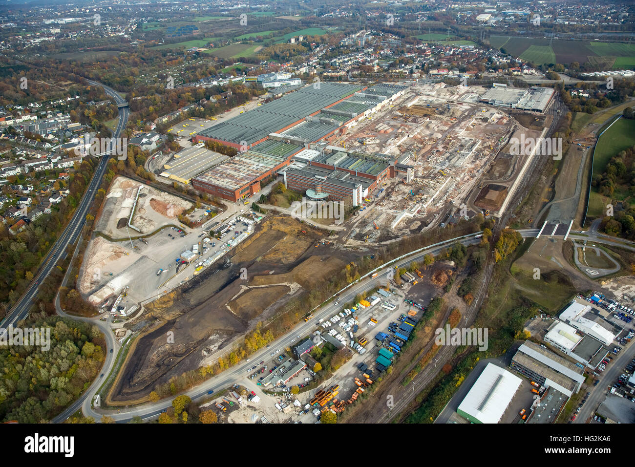 Vista aerea, demolizione Opel impianto 1, amministrazione edificio, ex fabbrica di automobili, General Motors, automotive, Bochum Foto Stock
