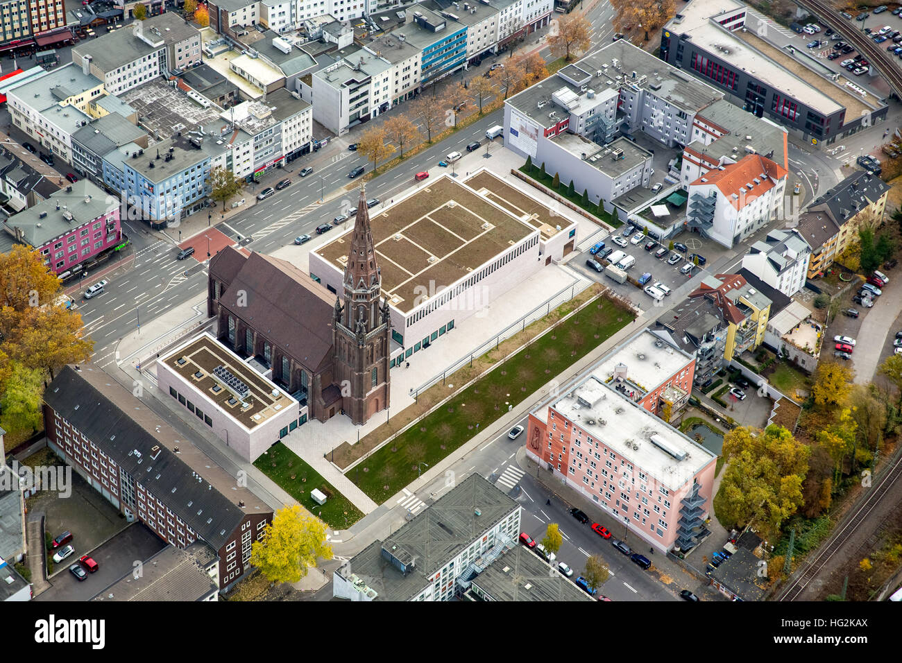 Vista aerea, Anneliese Brost music center Bochum, Bochum, la zona della Ruhr, Renania del nord-Vestfalia, Germania, Europa, vista aerea, Foto Stock