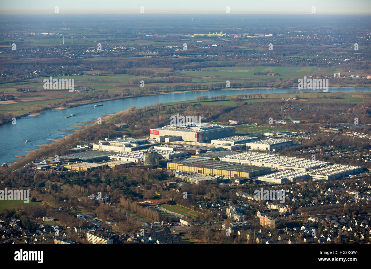 Vista aerea, Messe Dusseldorf, METEC, Dusseldorf Congress Sport & Event GmbH Esprit Arena, Dusseldorf, Renania, Ruhr aeria, Foto Stock