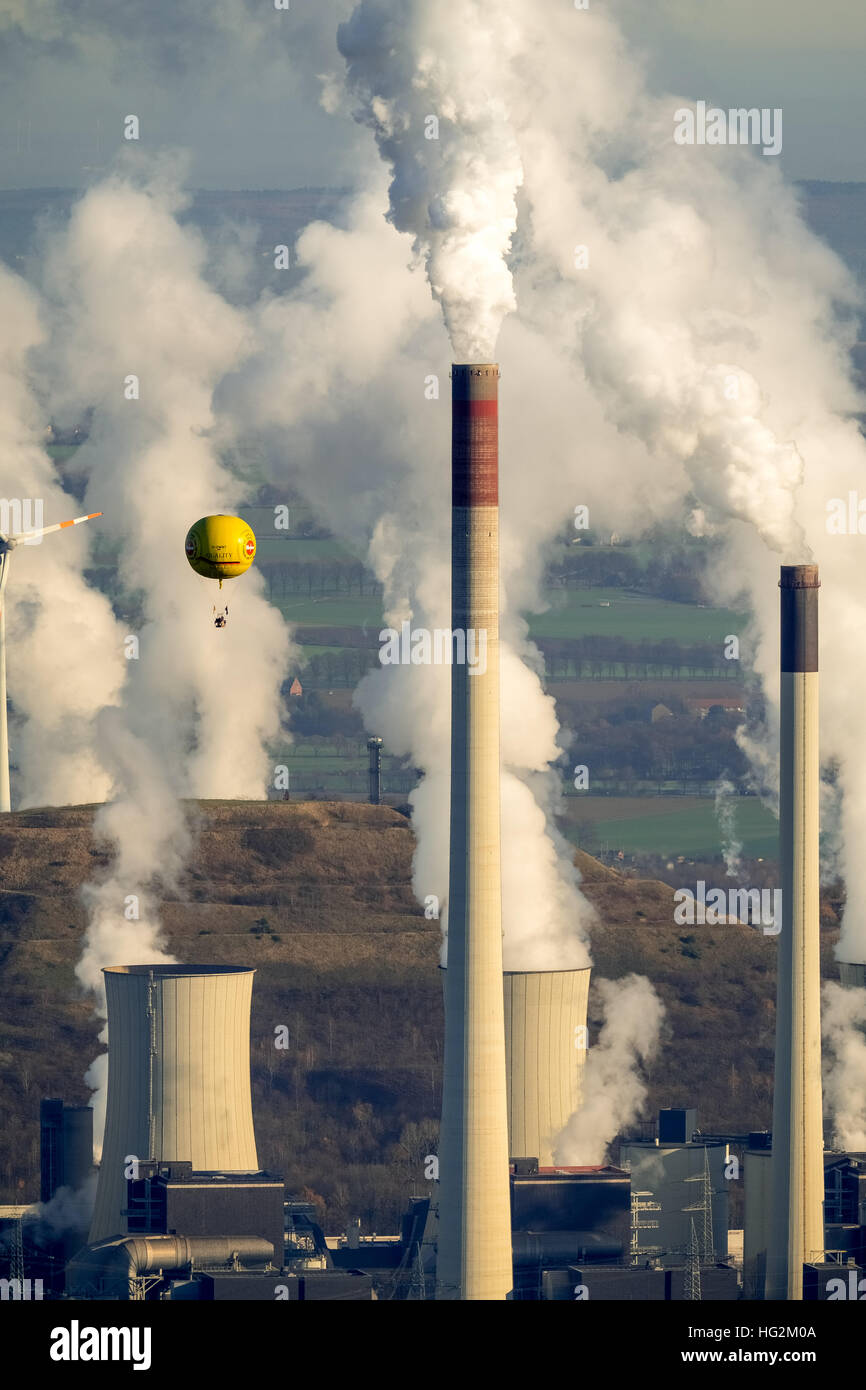 Vista aerea, gas balloon su Uniper Kraftwerke GmbH Scholven Power Plant, precedentemente E.ON Scholven Power Plant, Bottrop, la zona della Ruhr, Foto Stock