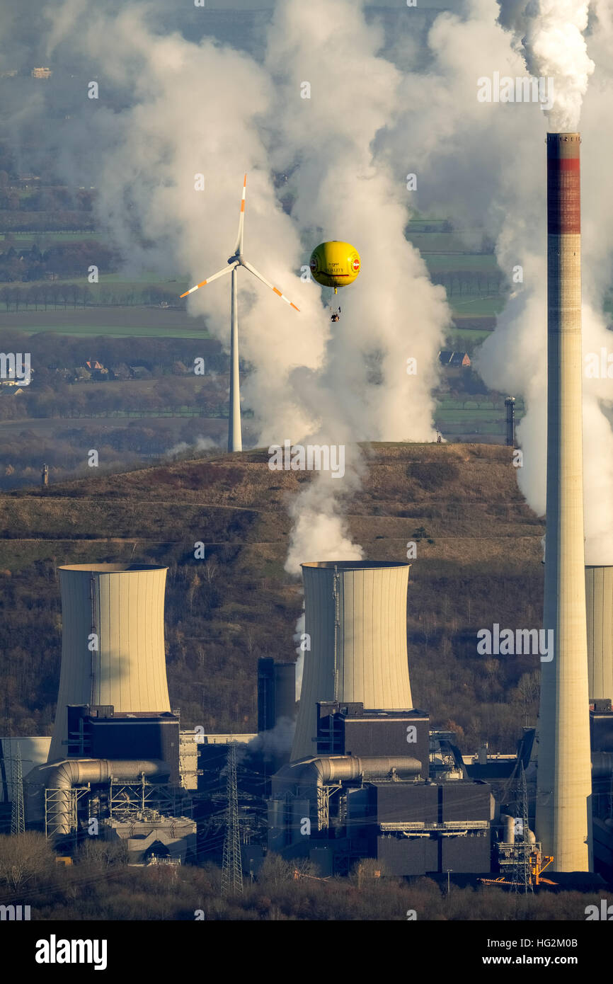Vista aerea, gas balloon su Uniper Kraftwerke GmbH Scholven Power Plant, precedentemente E.ON Scholven Power Plant, Bottrop, la zona della Ruhr, Foto Stock