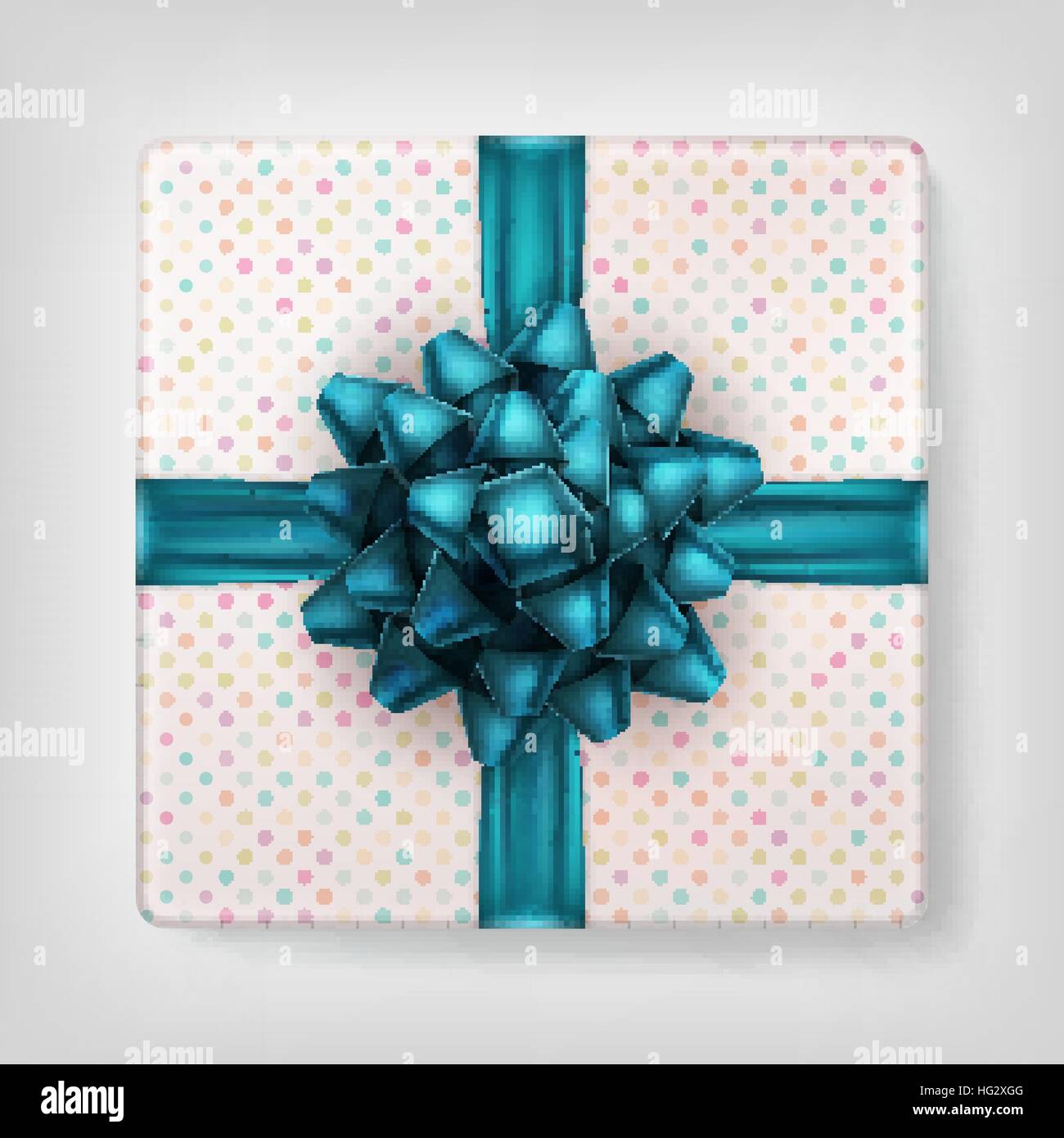 Confezione regalo con blue ribbon bow. EPS 10 Illustrazione Vettoriale