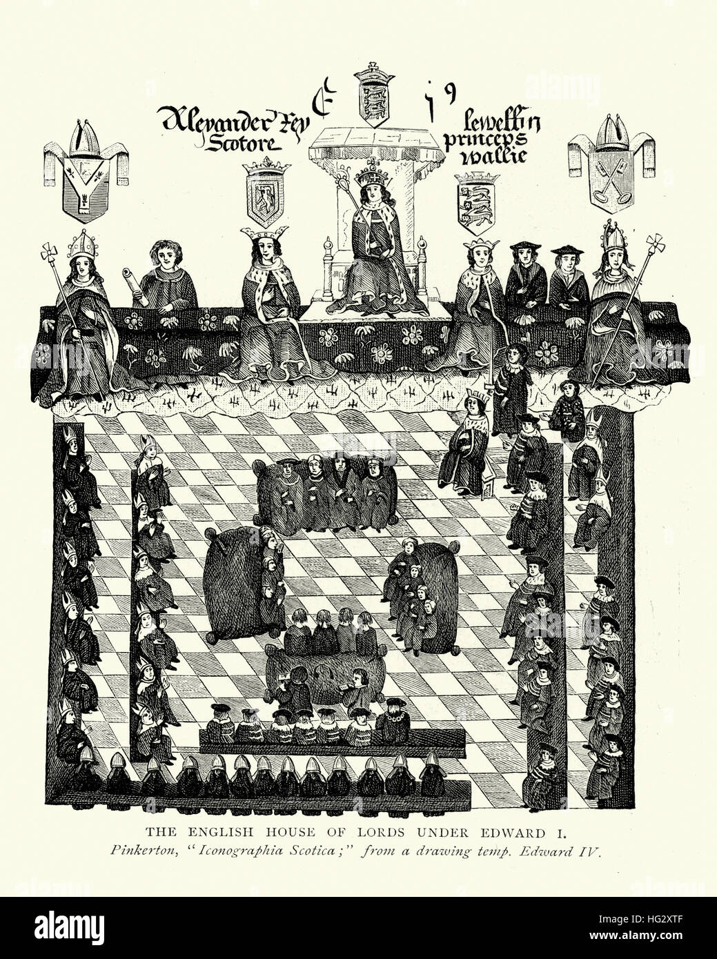 English House of Lords sotto il re Edoardo I Foto Stock