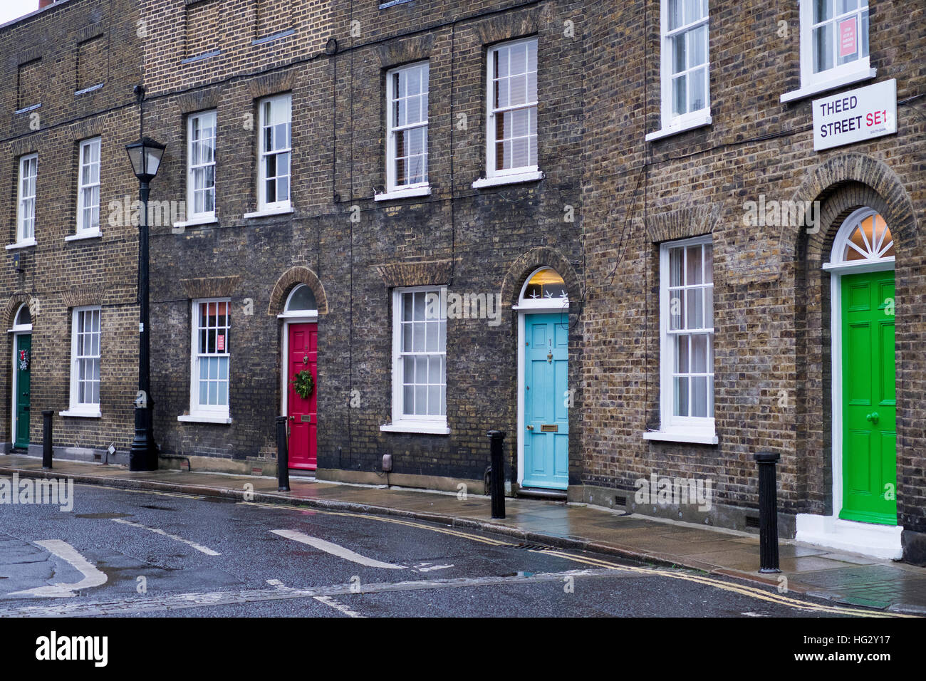 Il Grade ii Listed Georgiani terrazzati alloggiamento in Waterloo Londra Inghilterra Foto Stock