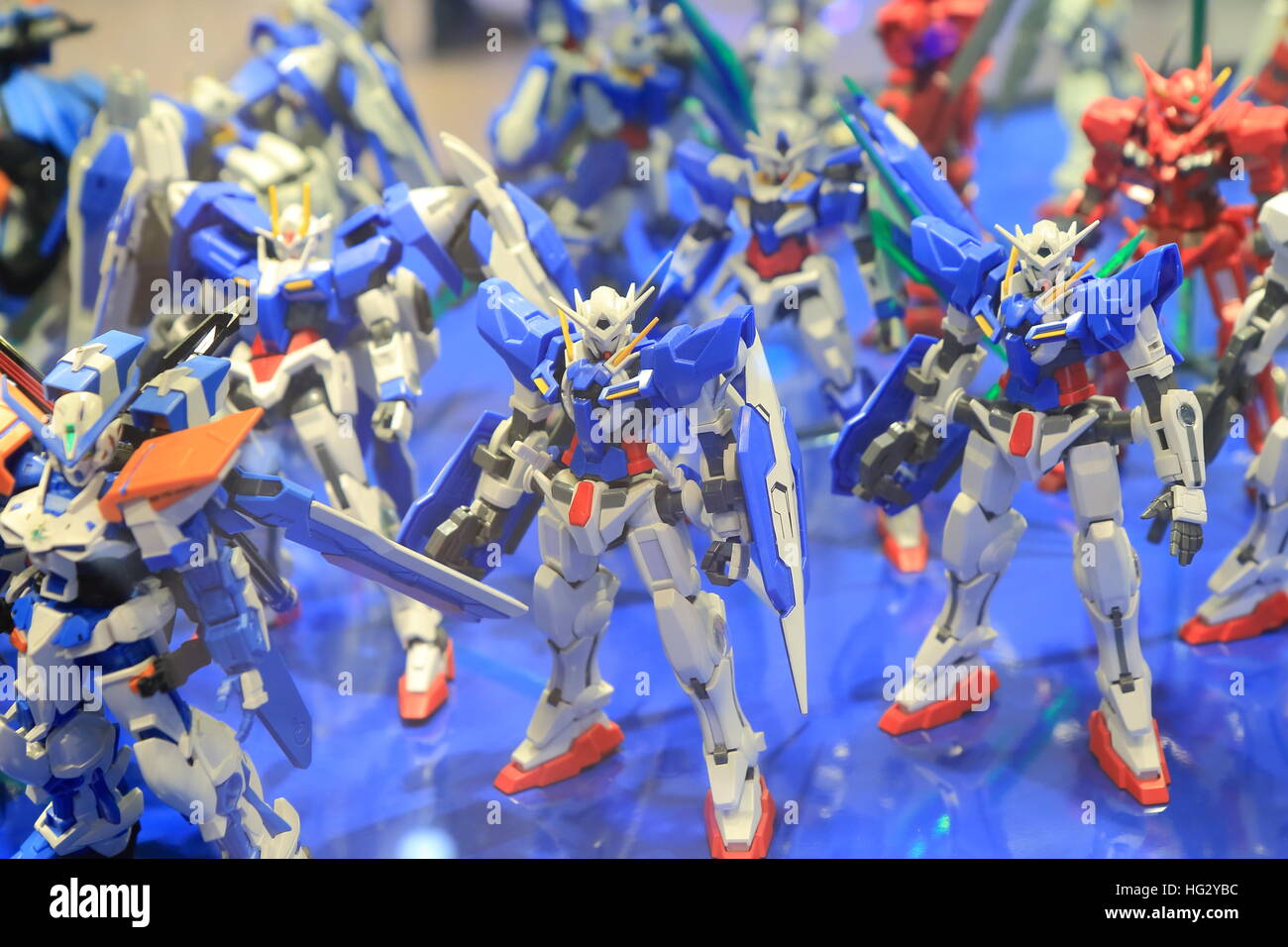 Gundam scala modello in plastica. Gundam è uno dei più popolari in tutto il mondo di animazione. Foto Stock