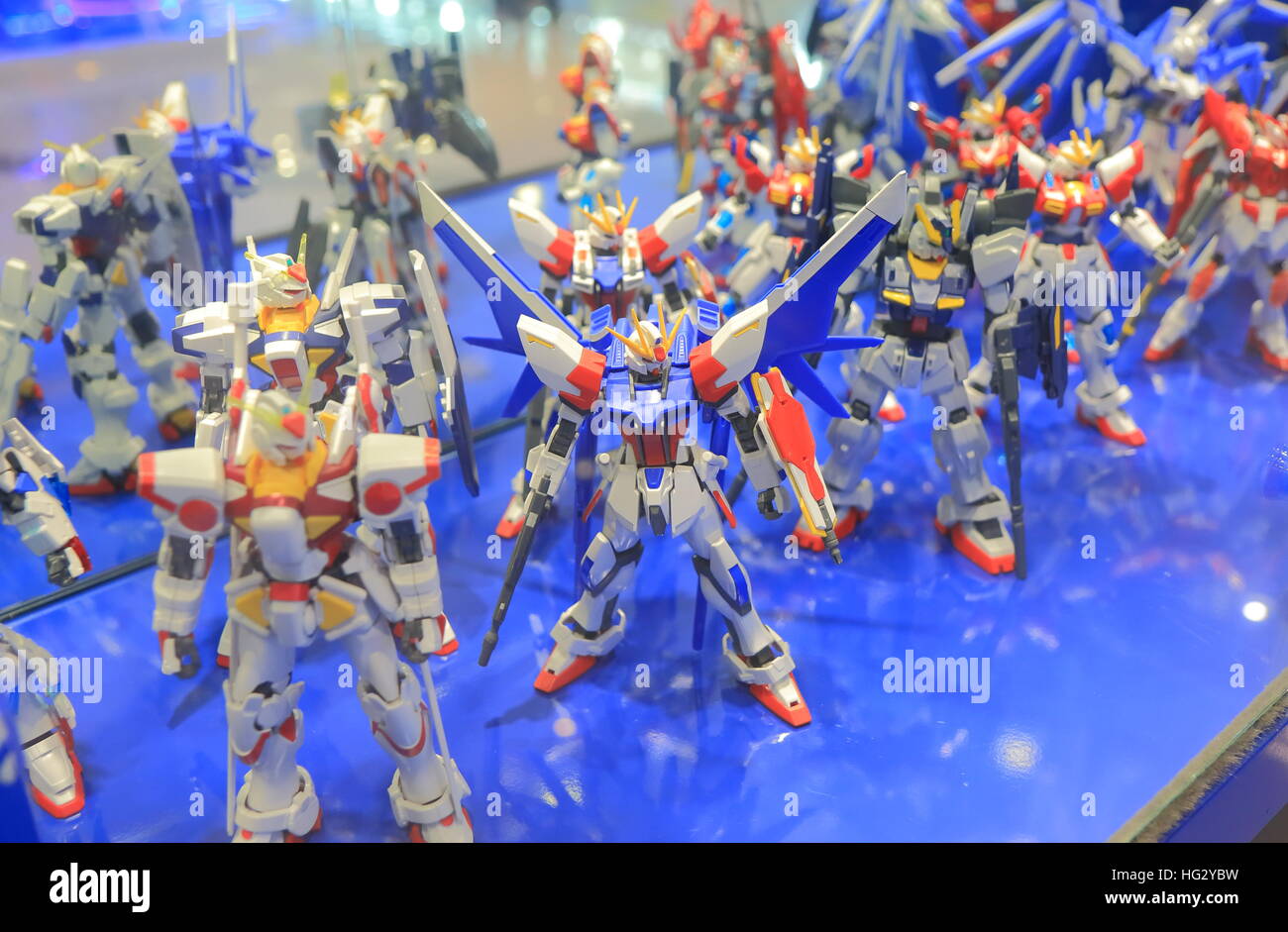 Gundam scala modello in plastica. Gundam è uno dei più popolari in tutto il mondo di animazione. Foto Stock