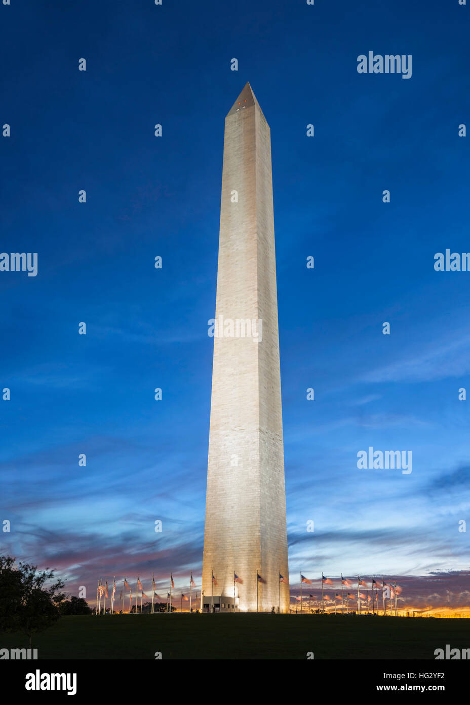 Il Monumento a Washington al tramonto, Washington DC, Stati Uniti d'America Foto Stock