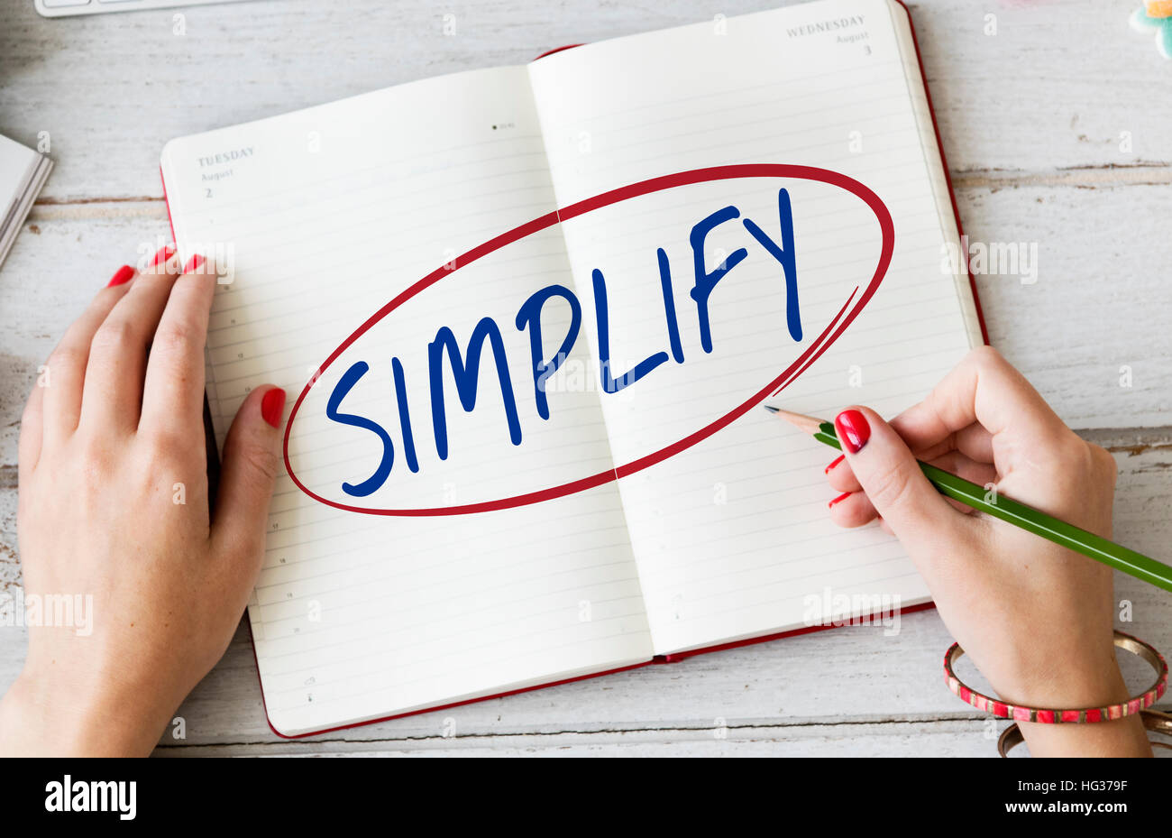 Semplificare la semplicità facile facilitare chiarire il concetto Foto Stock