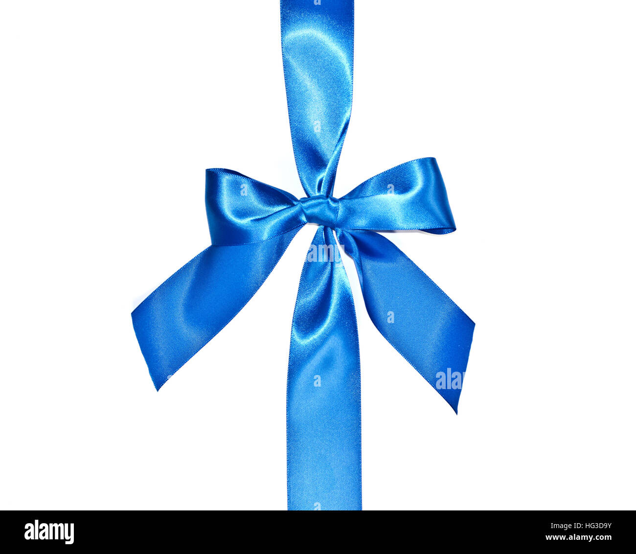 Blu arco celebrativo con un nastro blu su sfondo bianco Foto Stock