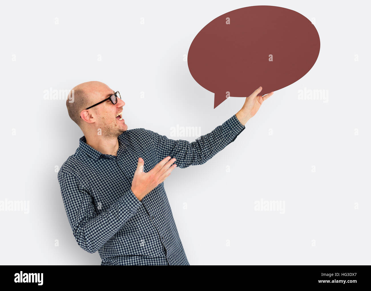 Caucasian discorso bolla concetto di comunicazione Foto Stock