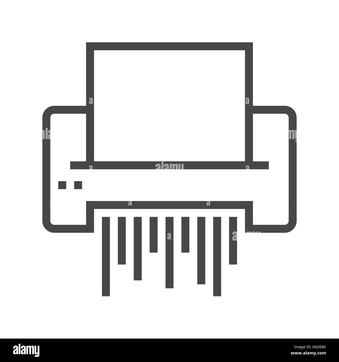 Tritadocumenti con linea sottile icona vettore isolato su uno sfondo bianco. Illustrazione Vettoriale