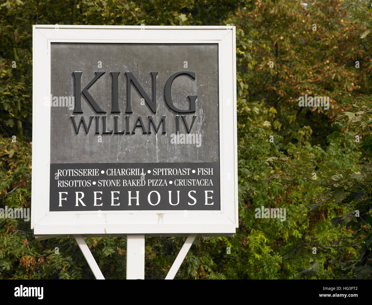King William IV Pub Freehouse segno Foto Stock