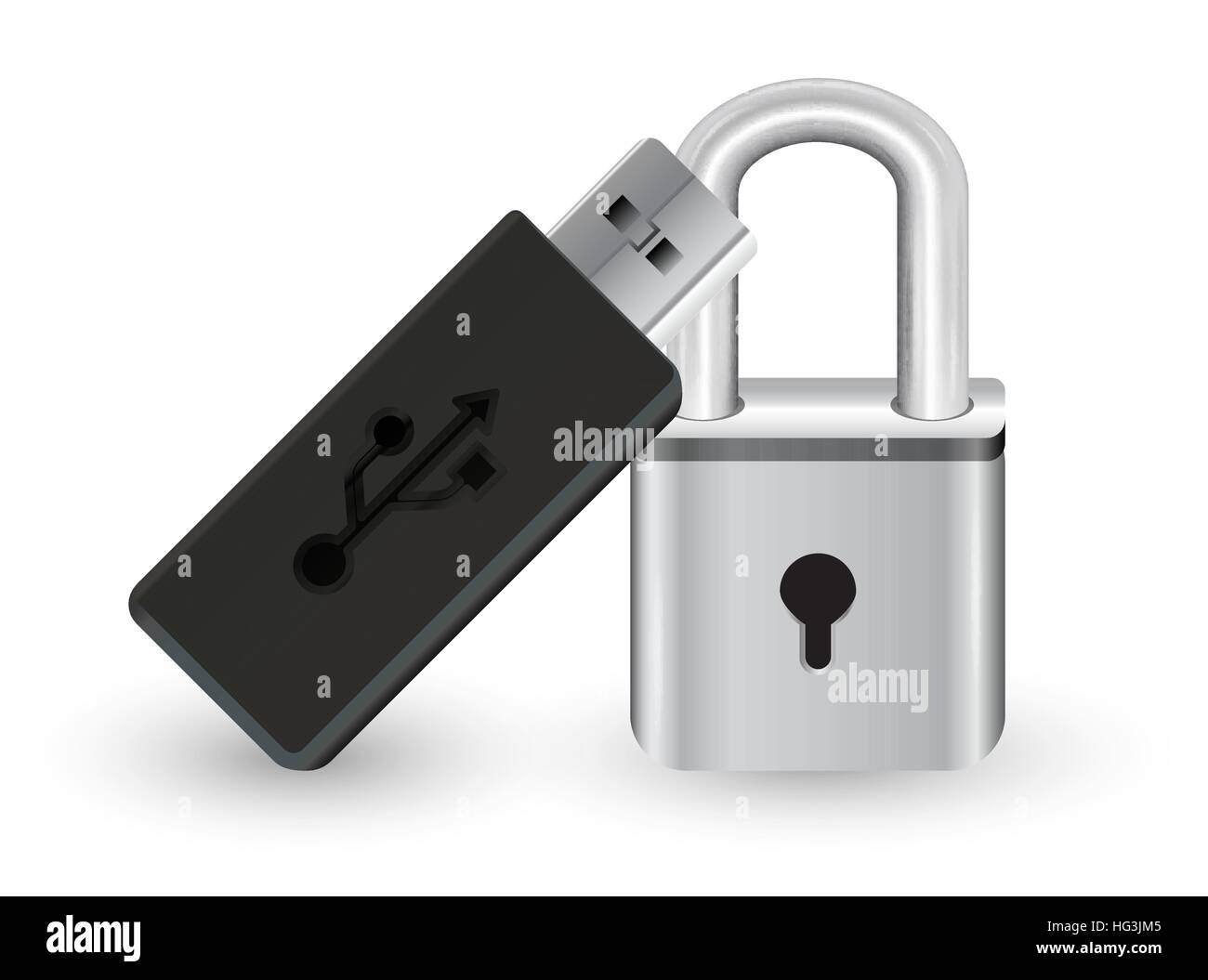 Flashdrive usb con un metallo acciaio master serratura a chiave Illustrazione Vettoriale