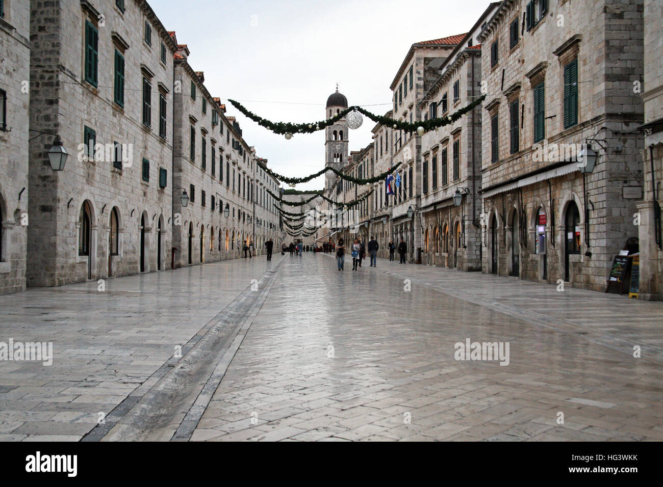 Stradun,strada principale di Dubrovnik da inverno,croazia,l'Europa,1 Foto Stock